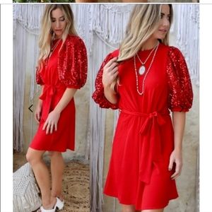 Red sequins dress